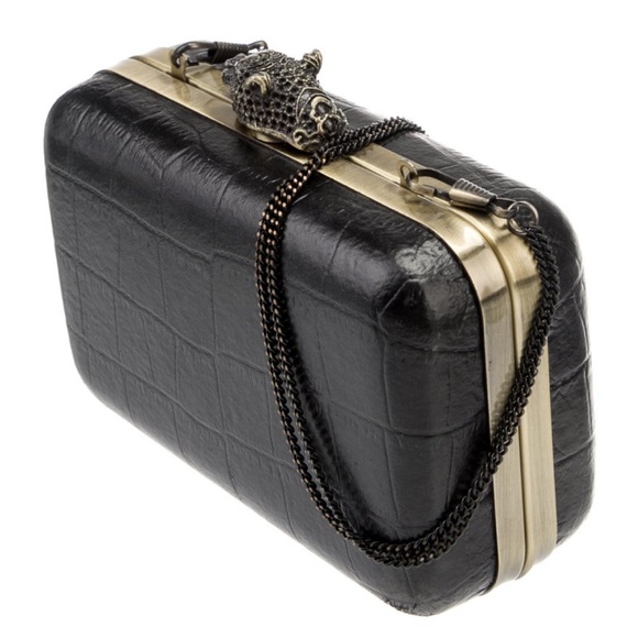 House of Harlow 1960 Embossed Leather Chain-Link Clutch - Picture 4 of 9